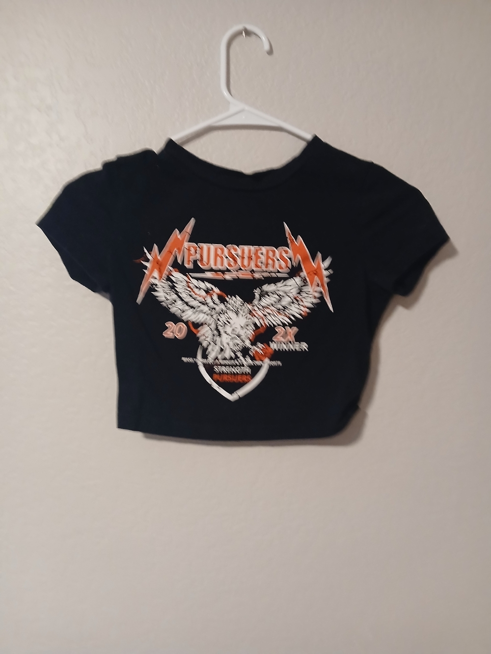 Black 'Pursuers' Eagle Crop Top